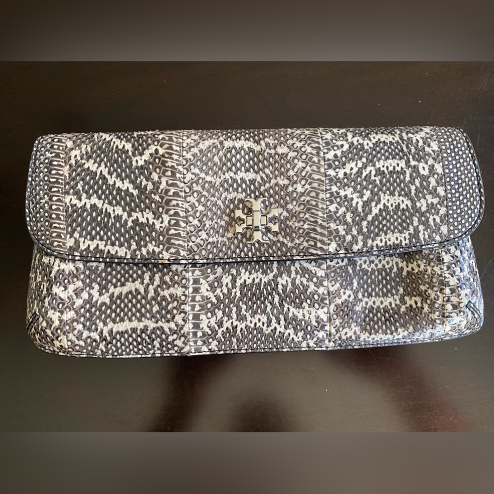 Like New Tory Burch Snake Skin Clutch